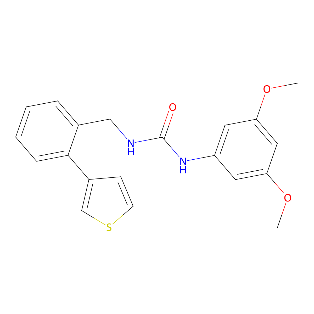 1-(3,5-Dimethoxyphenyl)-3-(2-(thiophen-3-yl)benzyl)urea molecular structure, CAS 1796947-51-7