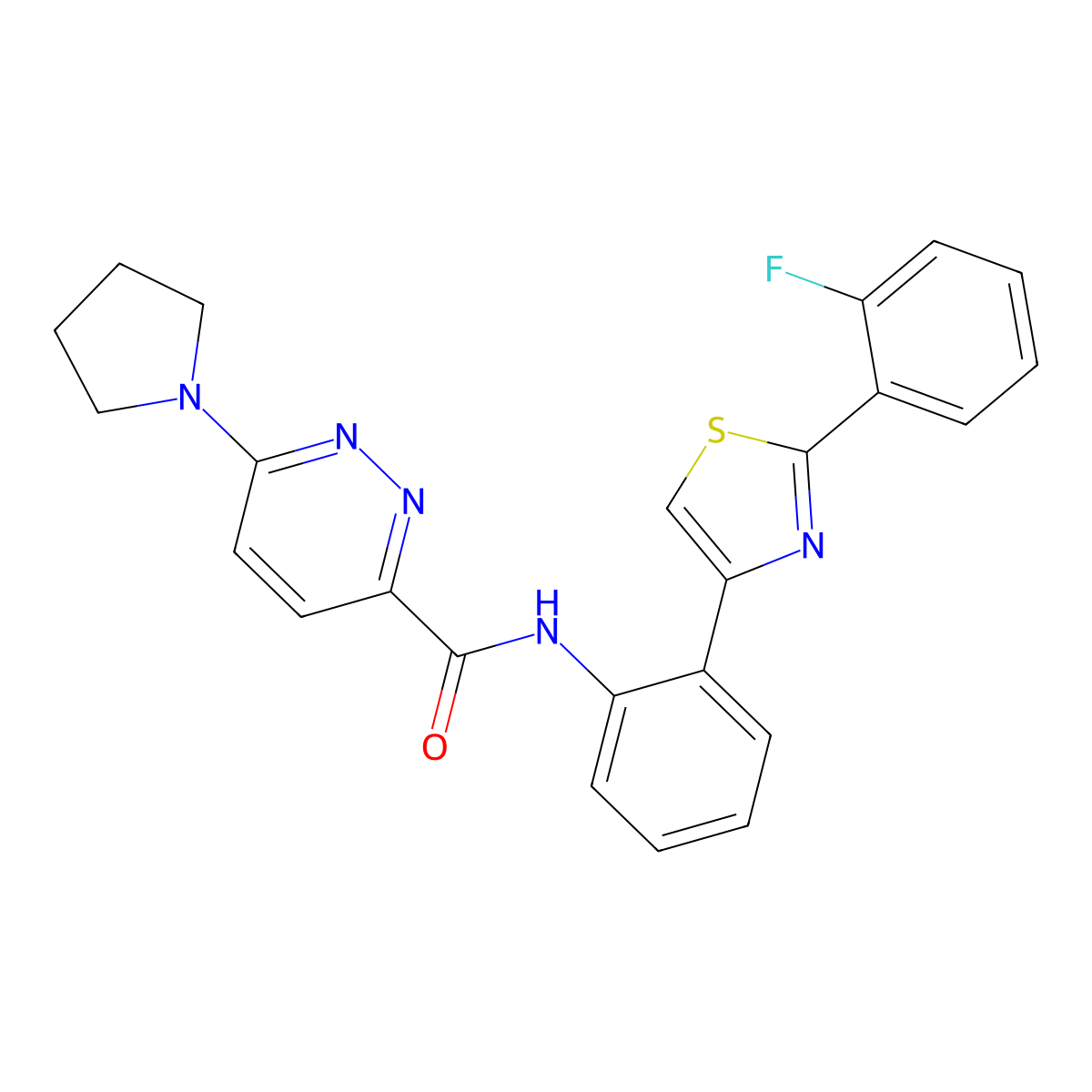 N-(2-(2-(2-fluorophenyl)thiazol-4-yl)phenyl)-6-(pyrrolidin-1-yl)pyridazine-3-carboxamide molecular structure, CAS 1796947-52-8
