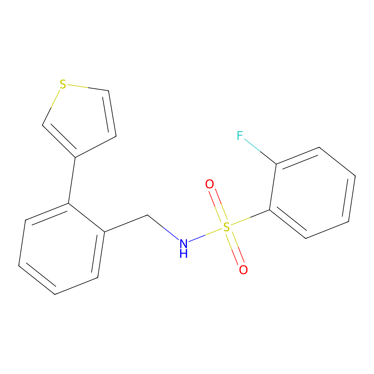 2-fluoro-N-(2-(thiophen-3-yl)benzyl)benzenesulfonamide molecular structure, CAS 1796947-56-2