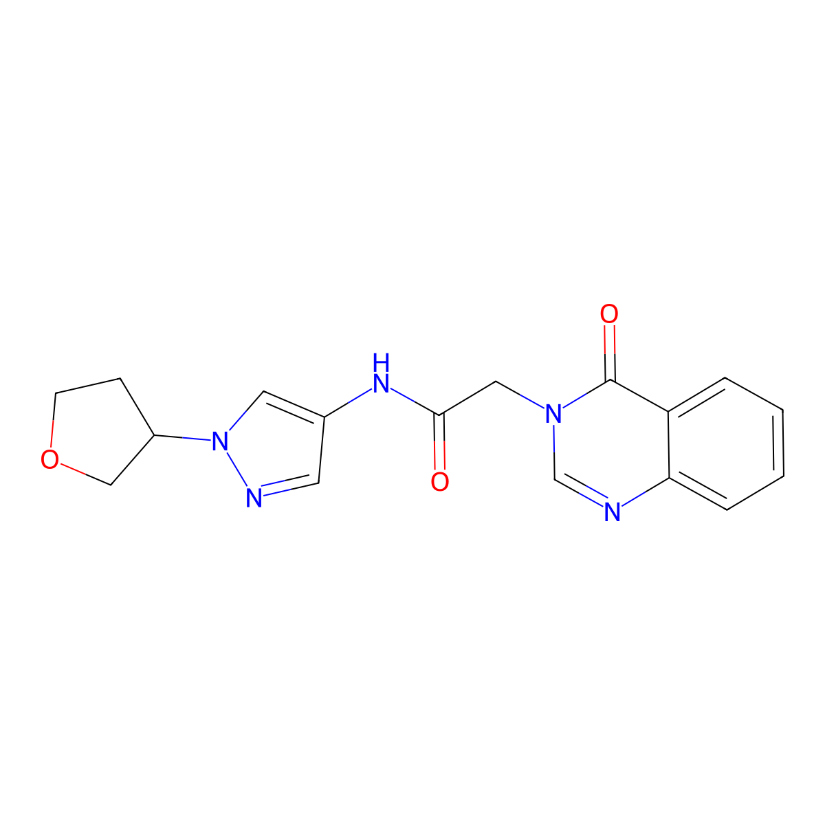2-(4-oxoquinazolin-3(4H)-yl)-N-(1-(tetrahydrofuran-3-yl)-1H-pyrazol-4-yl)acetamide molecular structure, CAS 1796947-75-5