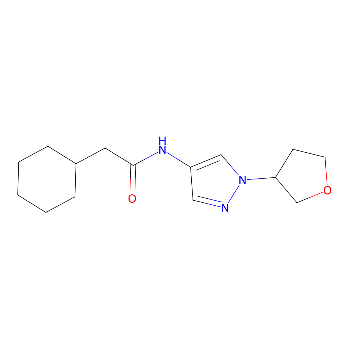2-cyclohexyl-N-(1-(tetrahydrofuran-3-yl)-1H-pyrazol-4-yl)acetamide molecular structure, CAS 1796947-80-2