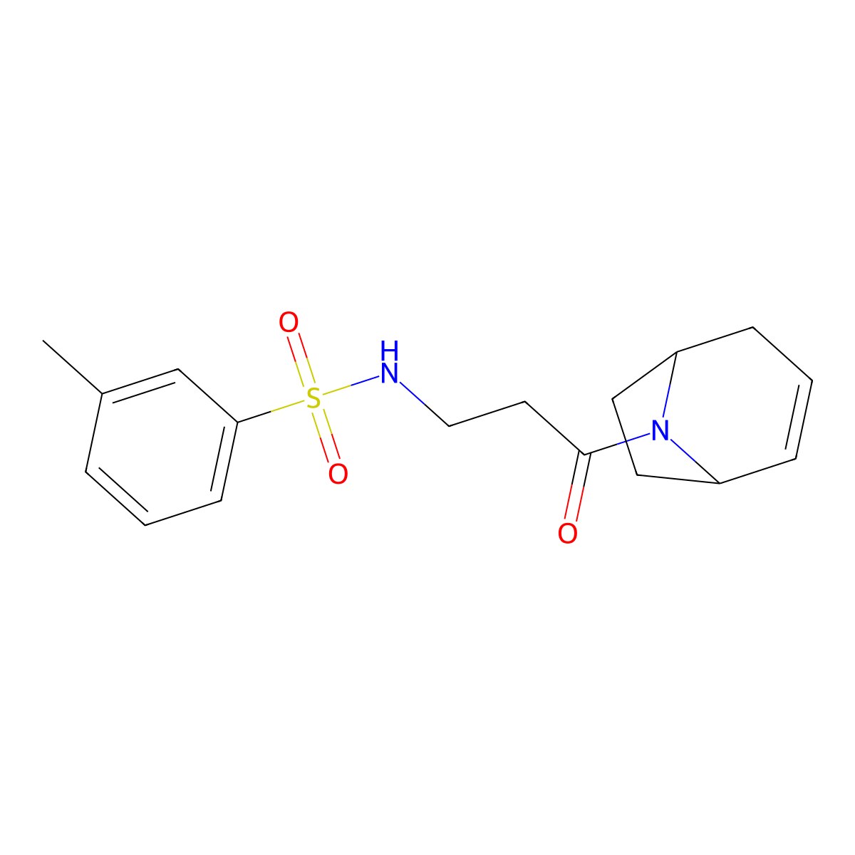 N-(3-((1R,5S)-8-azabicyclo[3.2.1]oct-2-en-8-yl)-3-oxopropyl)-3-methylbenzenesulfonamide molecular structure, CAS 1796947-83-5