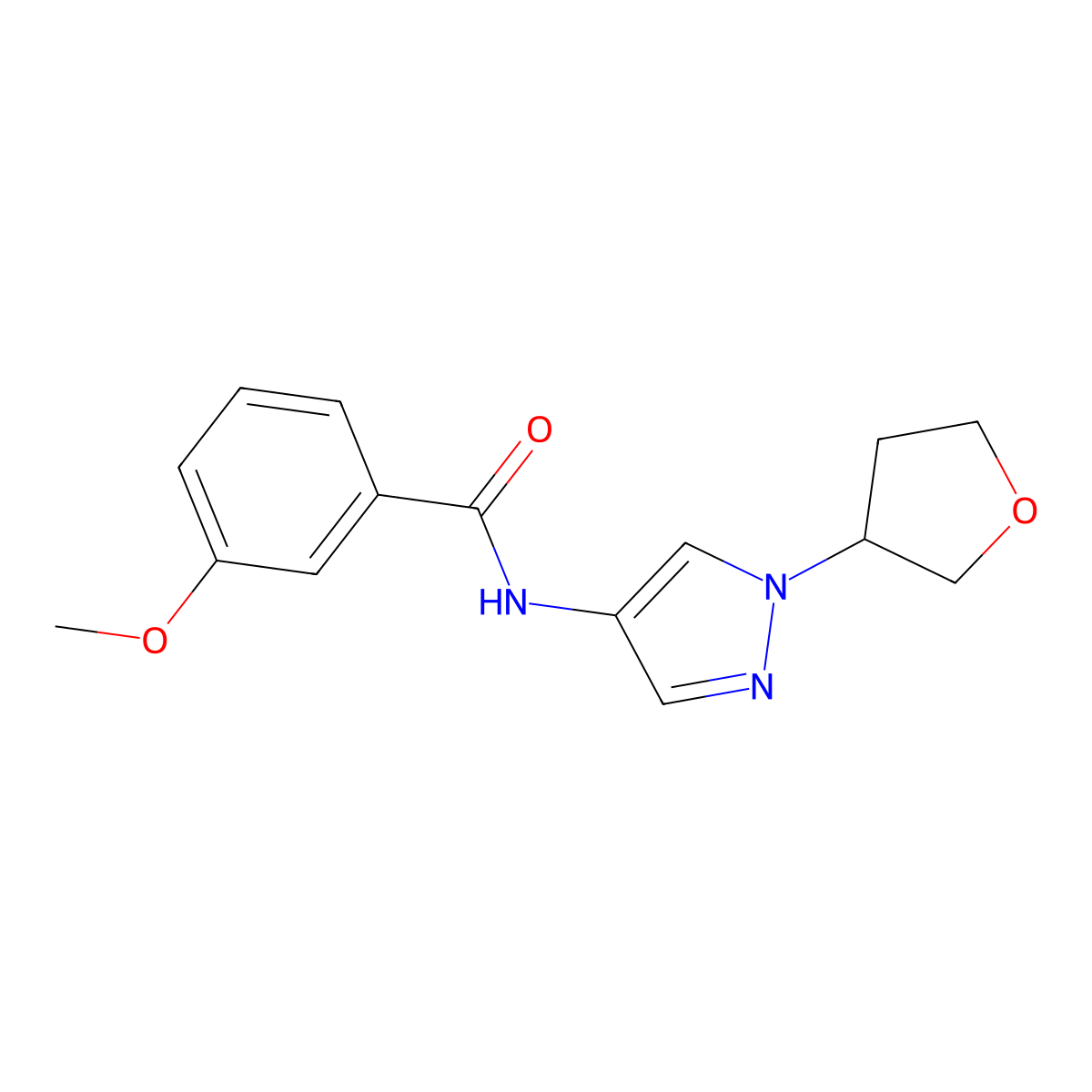 3-methoxy-N-(1-(tetrahydrofuran-3-yl)-1H-pyrazol-4-yl)benzamide molecular structure, CAS 1796947-87-9