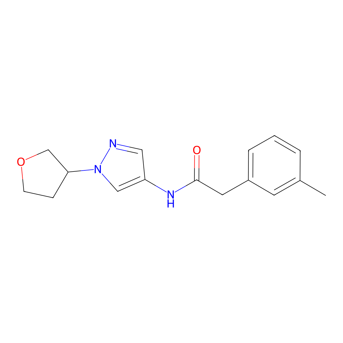N-(1-(tetrahydrofuran-3-yl)-1H-pyrazol-4-yl)-2-(m-tolyl)acetamide molecular structure, CAS 1796947-91-5