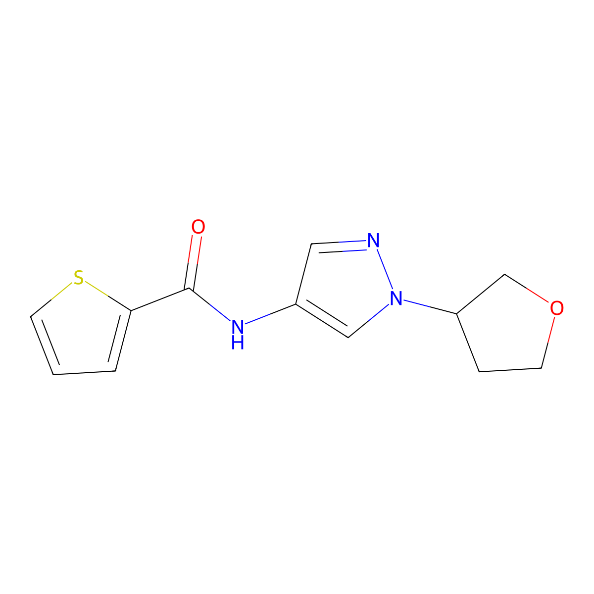 N-(1-(tetrahydrofuran-3-yl)-1H-pyrazol-4-yl)thiophene-2-carboxamide molecular structure, CAS 1796947-92-6