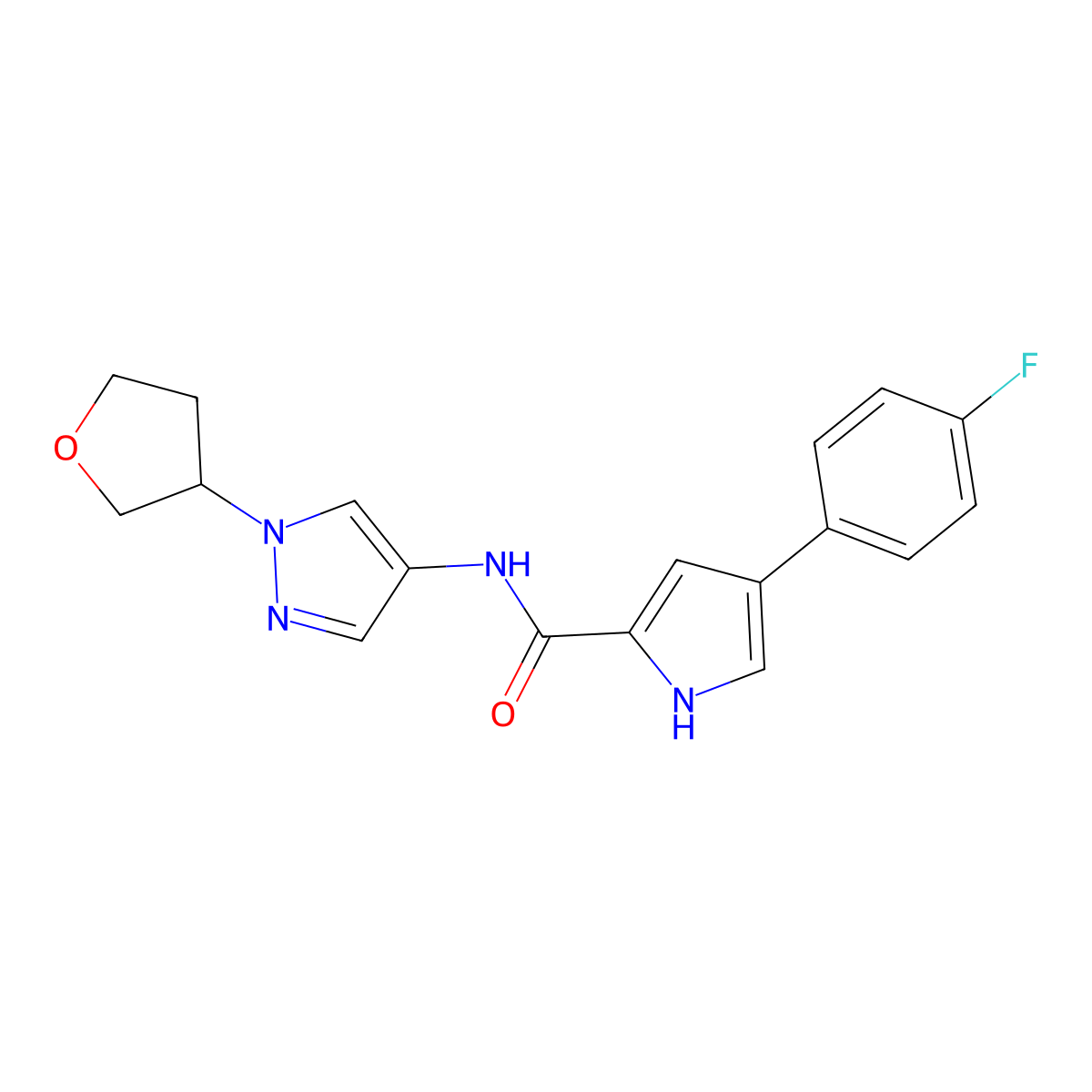 4-(4-fluorophenyl)-N-(1-(tetrahydrofuran-3-yl)-1H-pyrazol-4-yl)-1H-pyrrole-2-carboxamide molecular structure, CAS 1796947-96-0