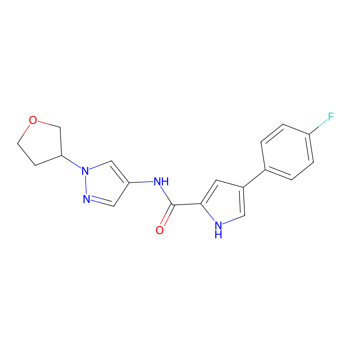 4-(4-fluorophenyl)-N-(1-(tetrahydrofuran-3-yl)-1H-pyrazol-4-yl)-1H-pyrrole-2-carboxamide molecular structure, CAS 1796947-96-0