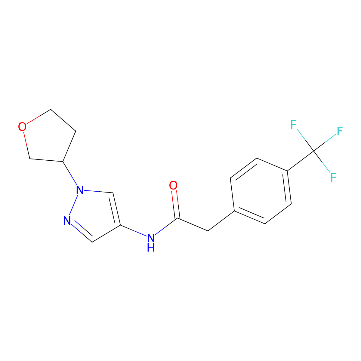 N-[1-(oxolan-3-yl)-1H-pyrazol-4-yl]-2-[4-(trifluoromethyl)phenyl]acetamide molecular structure, CAS 1796948-03-2
