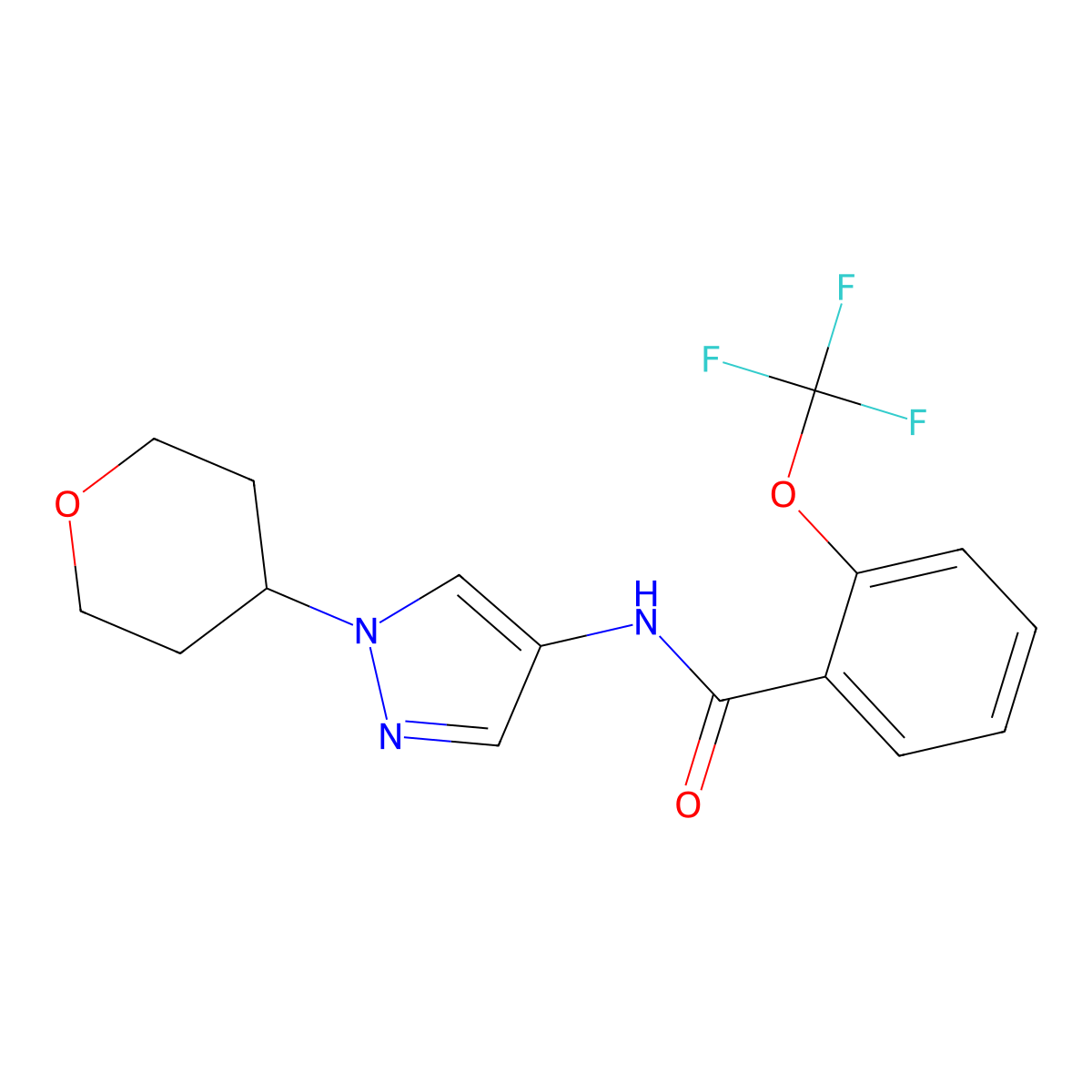 N-[1-(oxan-4-yl)-1H-pyrazol-4-yl]-2-(trifluoromethoxy)benzamide molecular structure, CAS 1796948-55-4