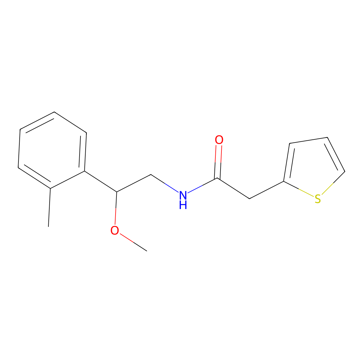 N-(2-methoxy-2-(o-tolyl)ethyl)-2-(thiophen-2-yl)acetamide molecular structure, CAS 1796949-96-6