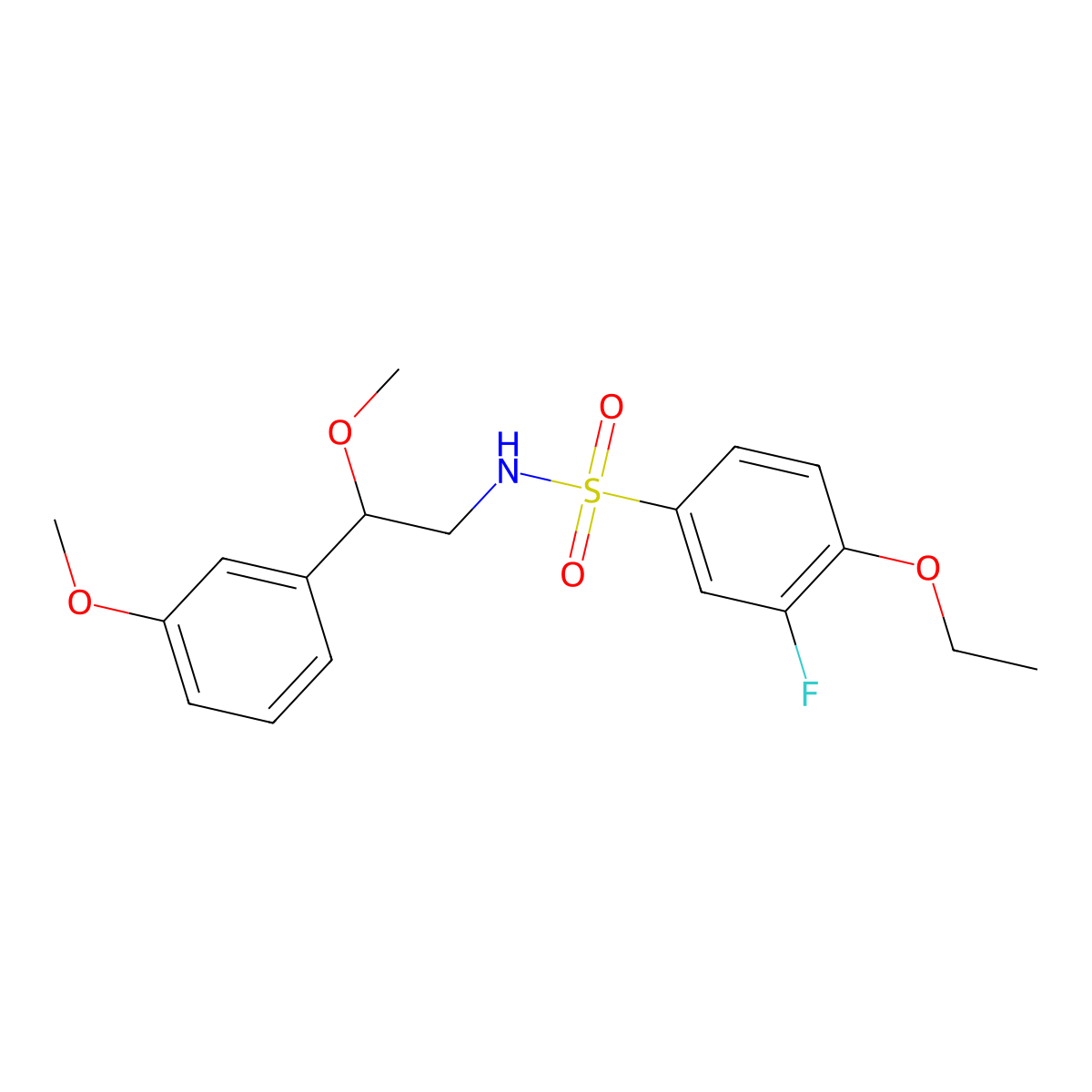 4-ethoxy-3-fluoro-N-(2-methoxy-2-(3-methoxyphenyl)ethyl)benzenesulfonamide molecular structure, CAS 1796950-33-8