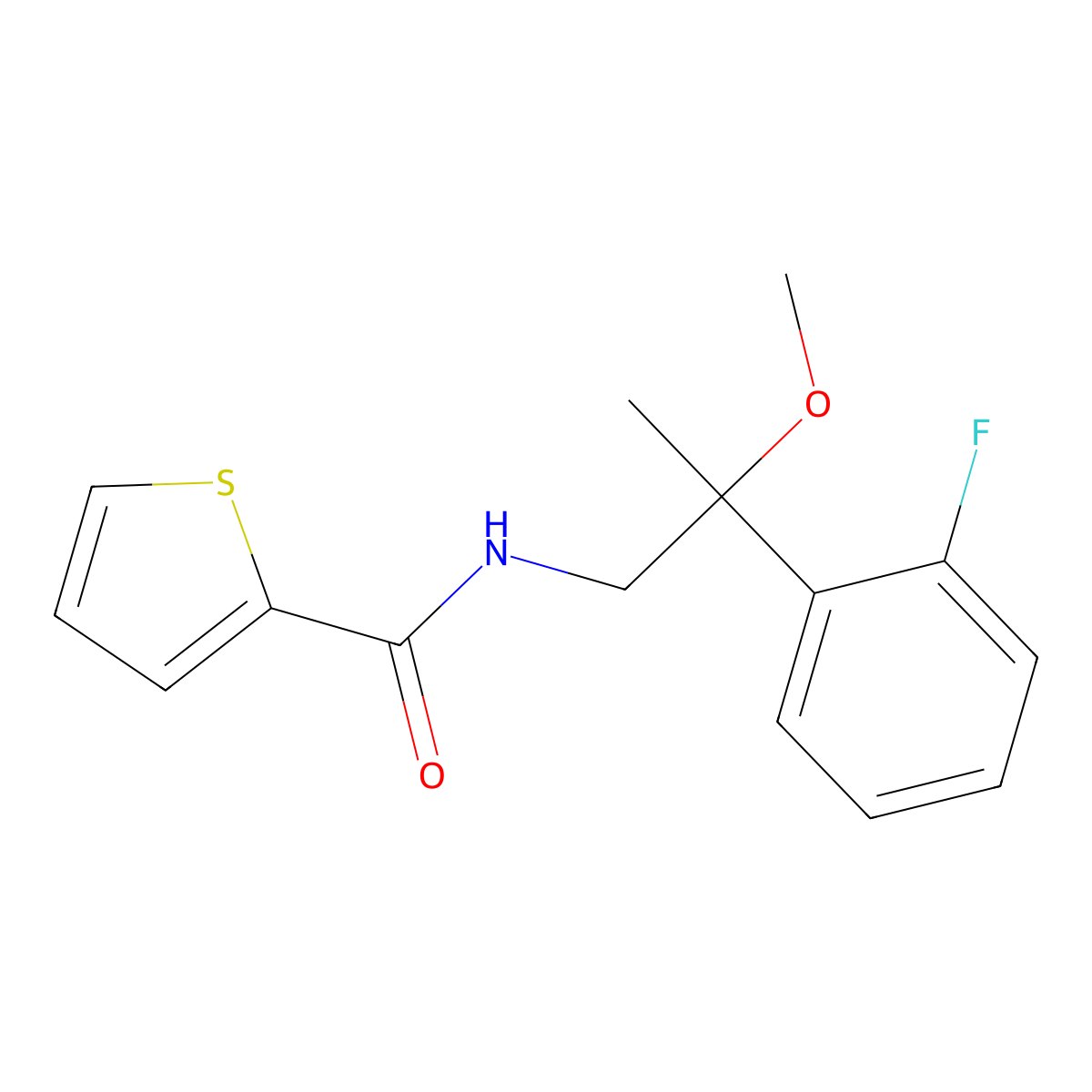 N-[2-(2-Fluorophenyl)-2-methoxypropyl]thiophene-2-carboxamide molecular structure, CAS 1796950-48-5