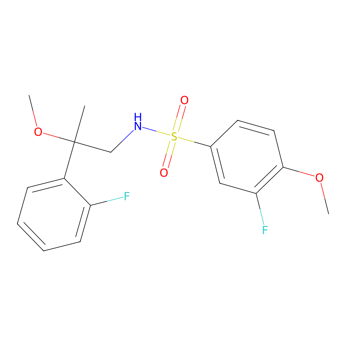 3-fluoro-N-(2-(2-fluorophenyl)-2-methoxypropyl)-4-methoxybenzenesulfonamide molecular structure, CAS 1796951-04-6