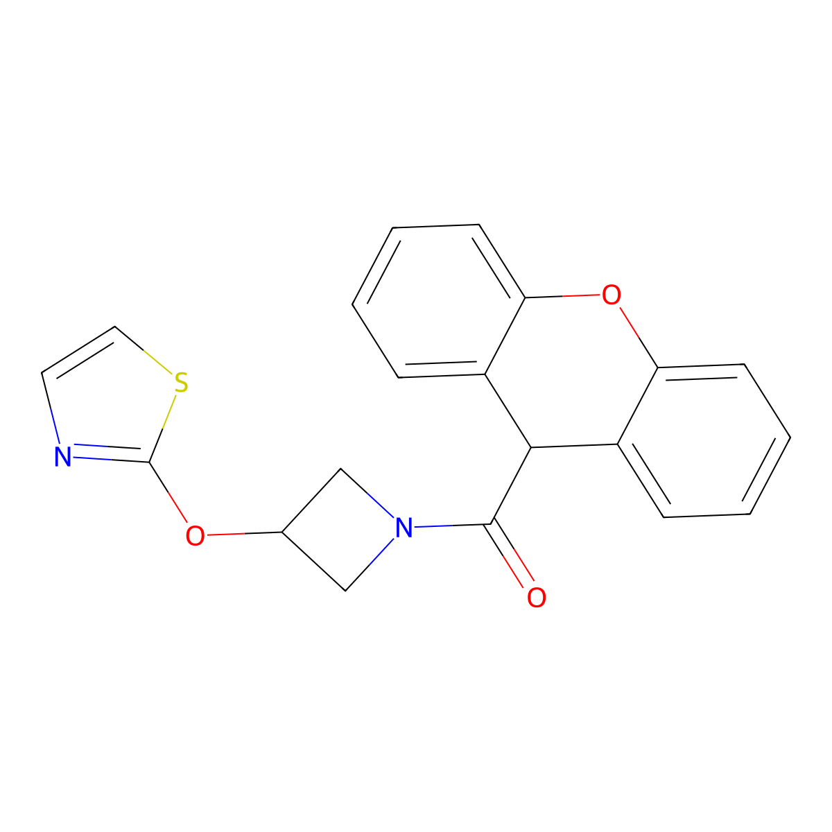 (3-(thiazol-2-yloxy)azetidin-1-yl)(9H-xanthen-9-yl)methanone molecular structure, CAS 1796957-60-2