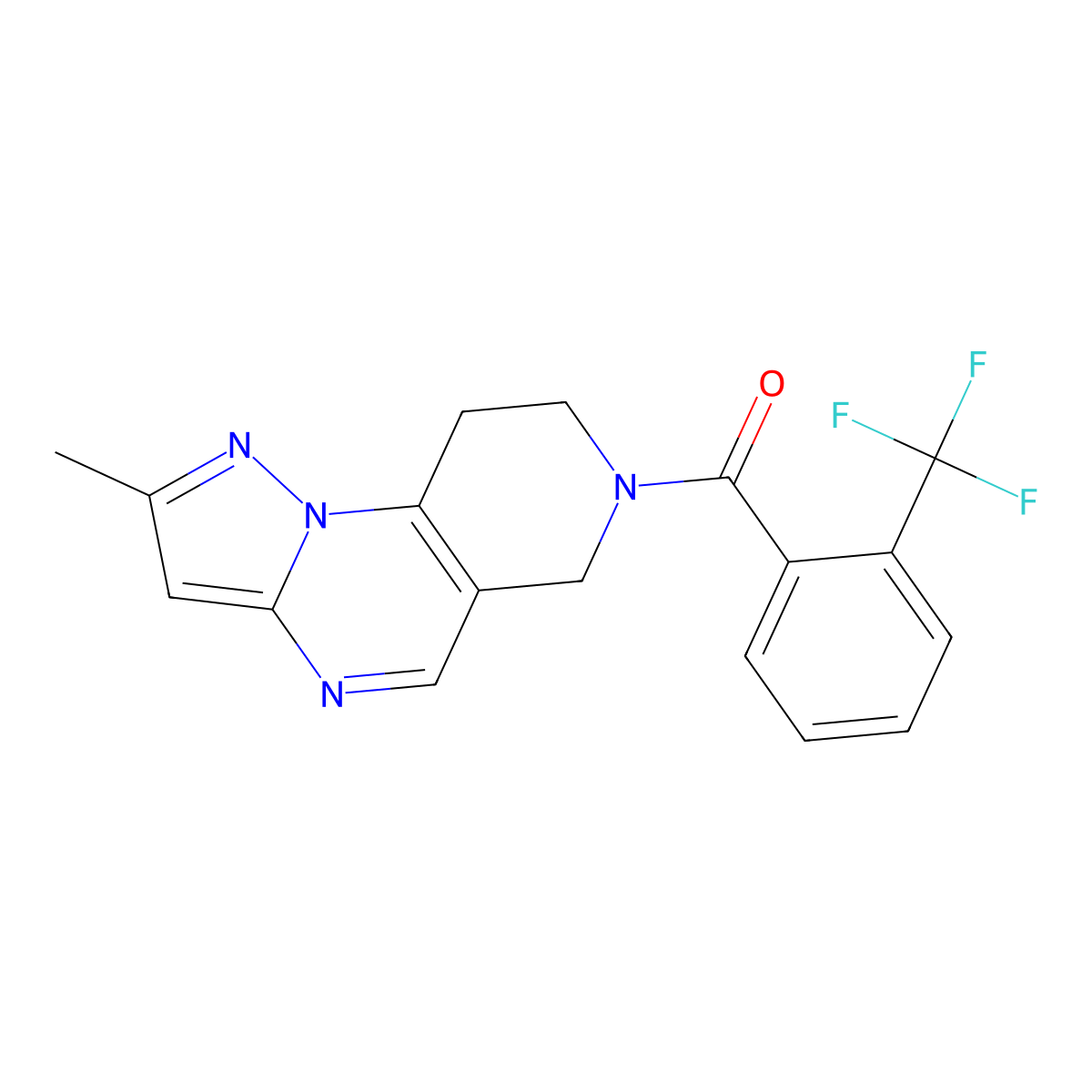 4-Methyl-11-[2-(trifluoromethyl)benzoyl]-2,3,7,11-tetraazatricyclo[7.4.0.0^{2,6}]trideca-1(9),3,5,7-tetraene molecular structure, CAS 1796958-40-1