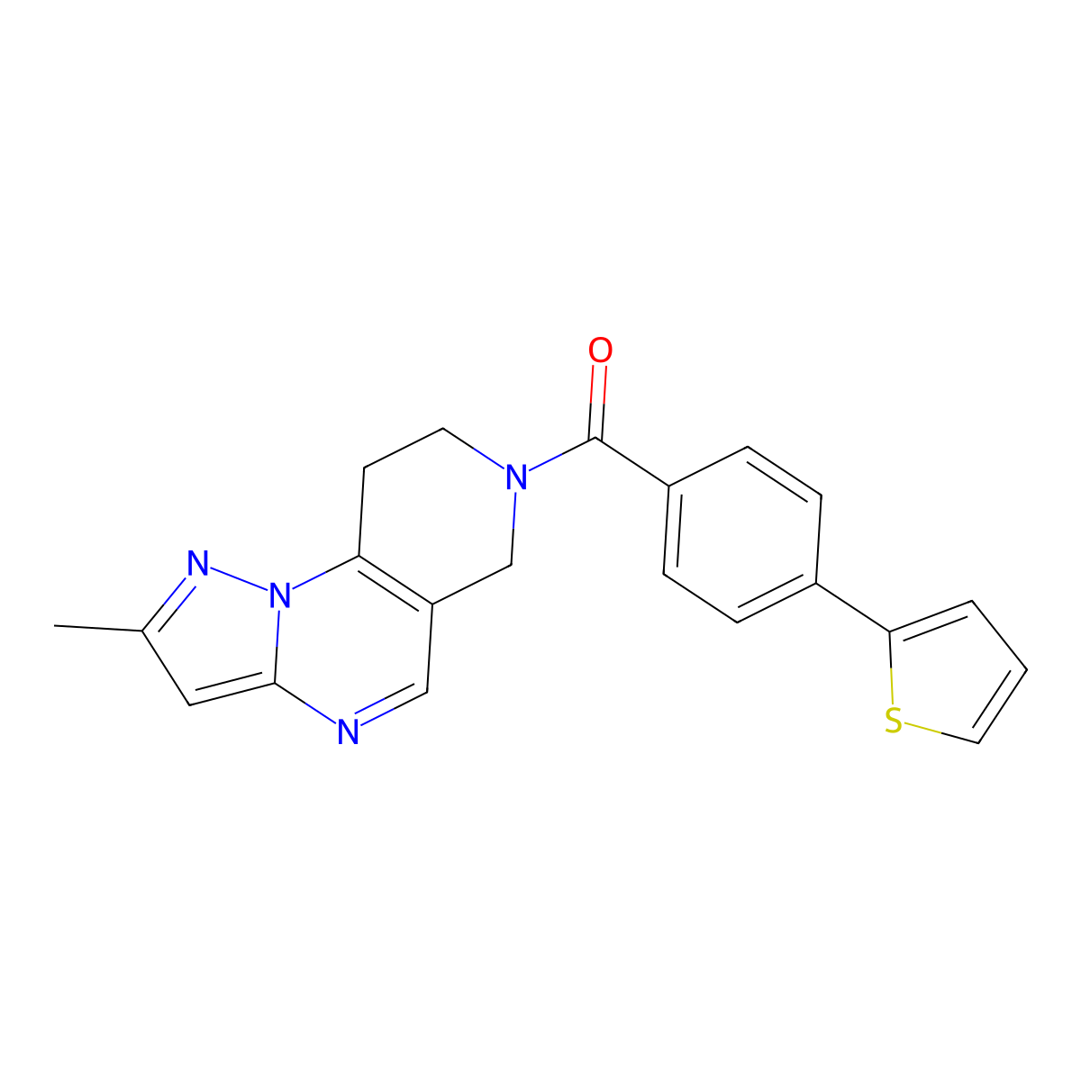 (2-methyl-8,9-dihydropyrazolo[1,5-a]pyrido[3,4-e]pyrimidin-7(6H)-yl)(4-(thiophen-2-yl)phenyl)methanone molecular structure, CAS 1796958-63-8