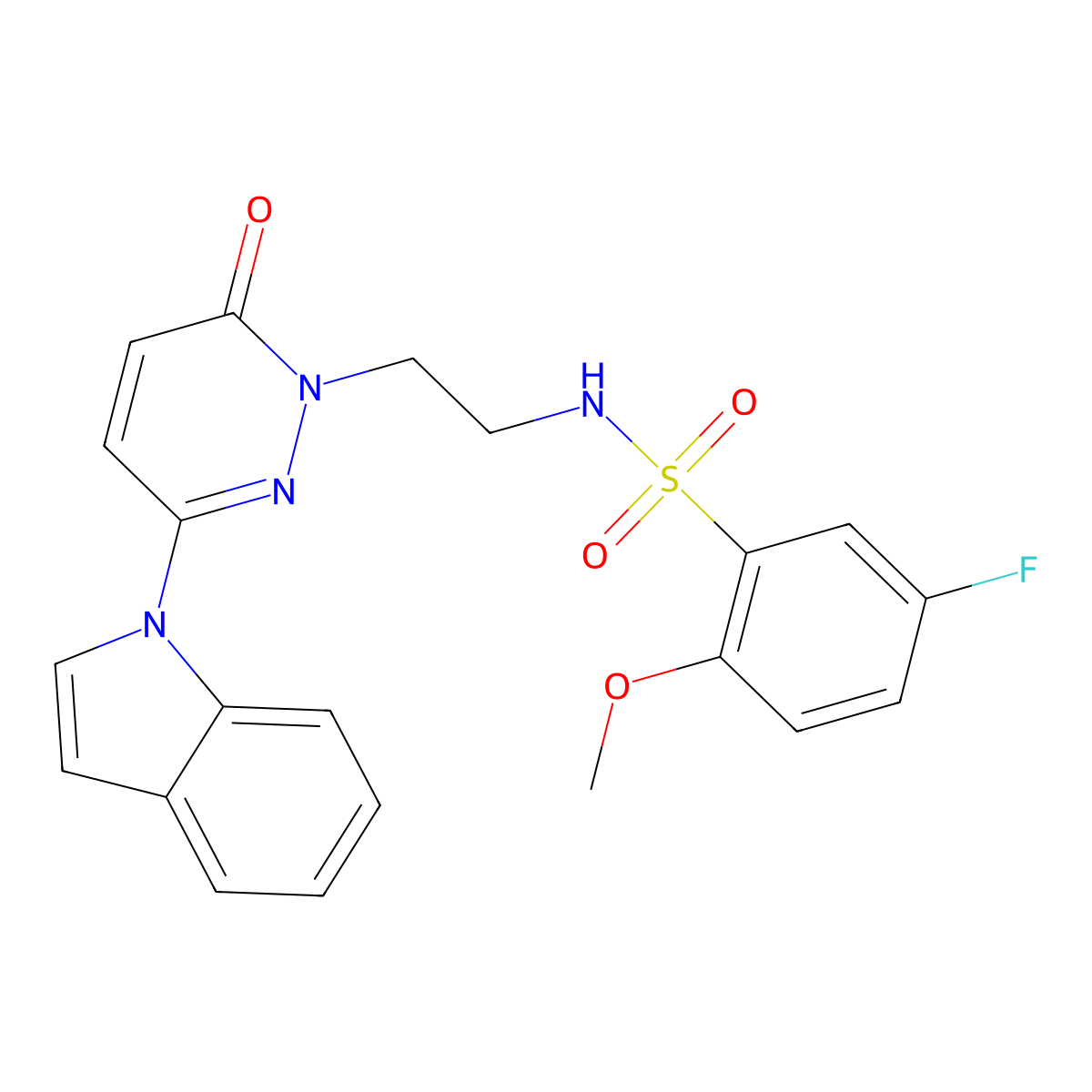 N-(2-(3-(1H-indol-1-yl)-6-oxopyridazin-1(6H)-yl)ethyl)-5-fluoro-2-methoxybenzenesulfonamide molecular structure, CAS 1796959-28-8