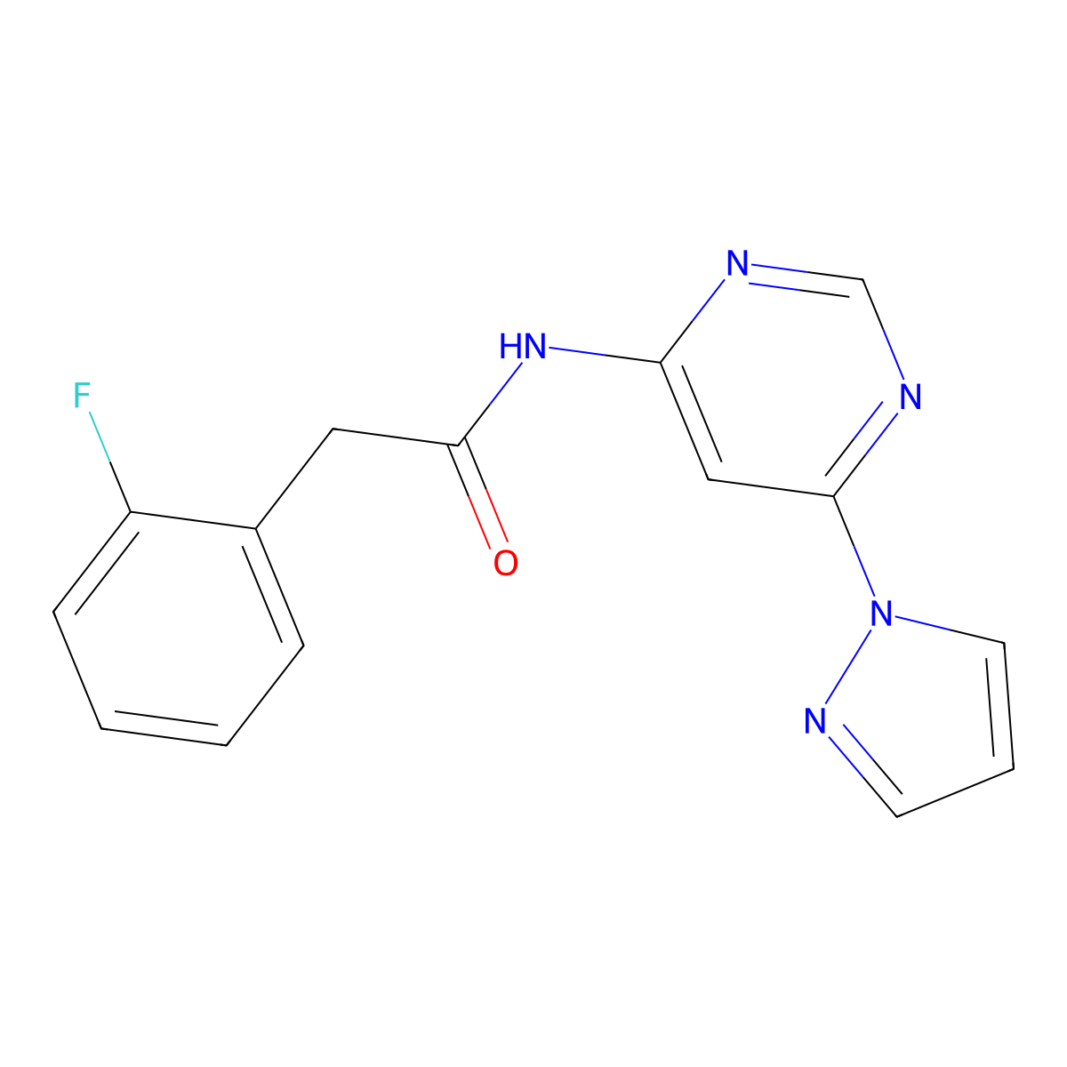 N-(6-(1H-pyrazol-1-yl)pyrimidin-4-yl)-2-(2-fluorophenyl)acetamide molecular structure, CAS 1796959-35-7