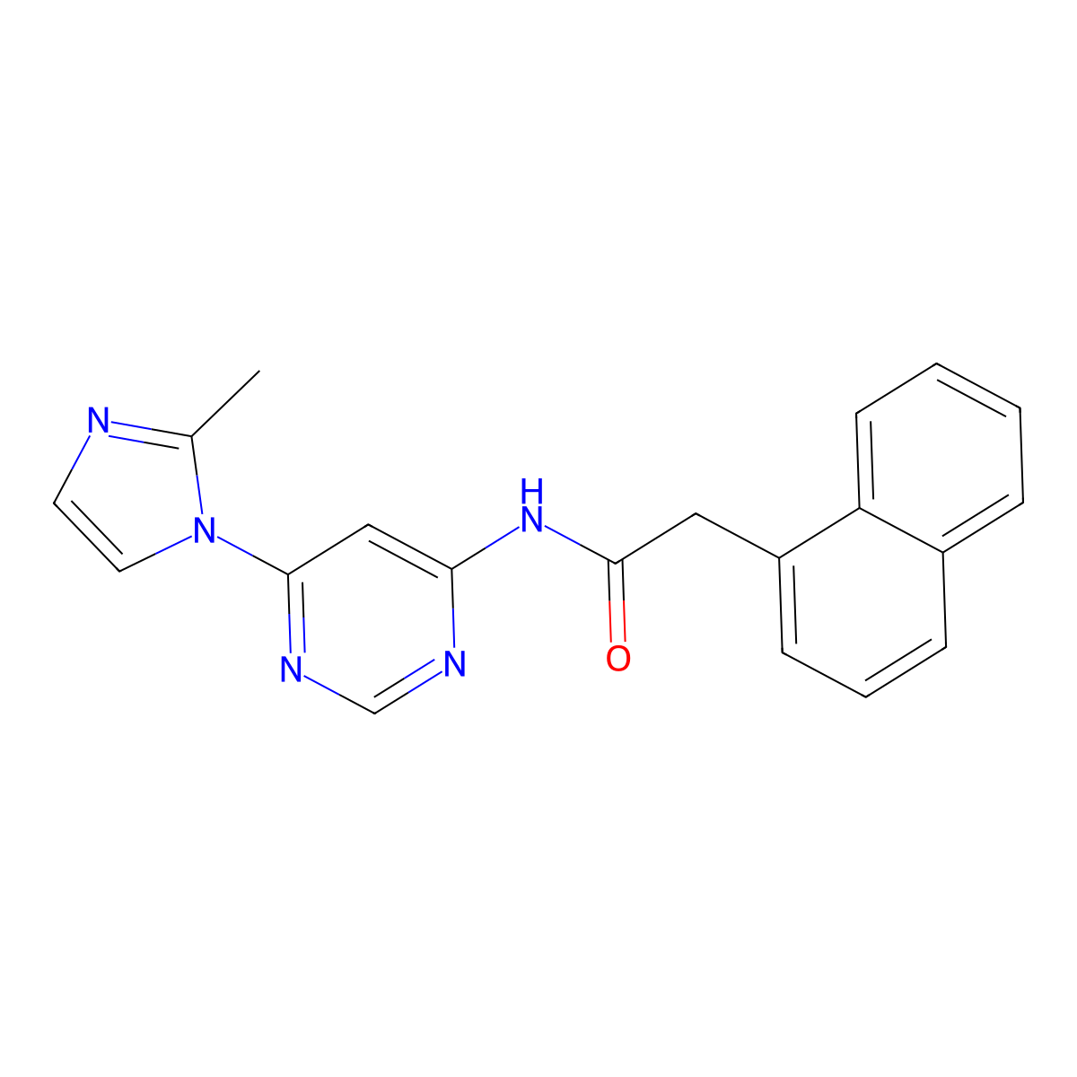 N-(6-(2-methyl-1H-imidazol-1-yl)pyrimidin-4-yl)-2-(naphthalen-1-yl)acetamide molecular structure, CAS 1796959-56-2