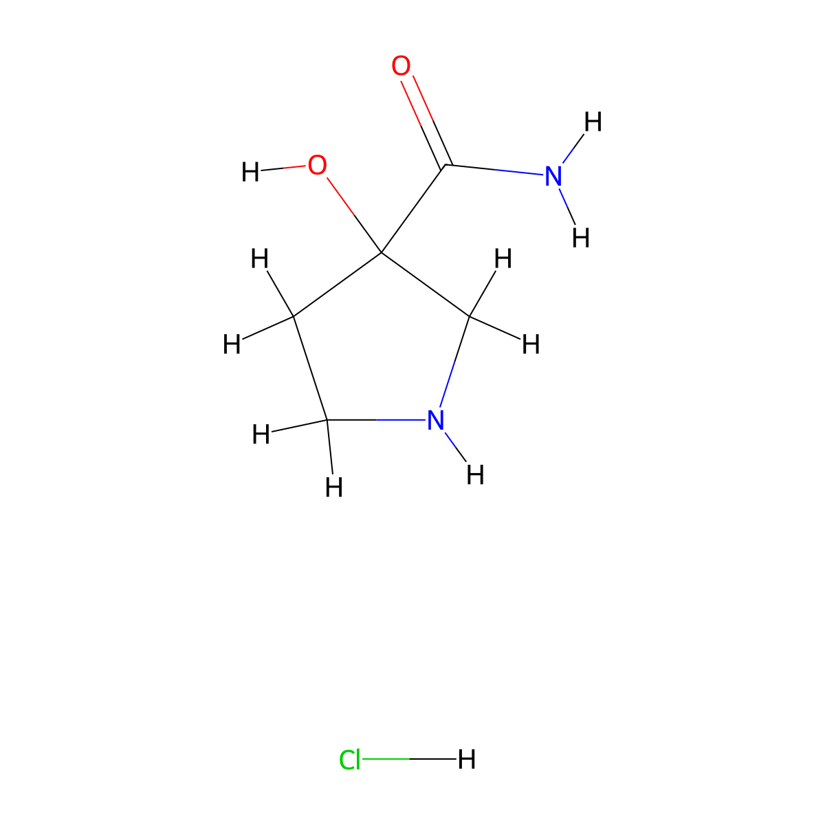 3-Hydroxypyrrolidine-3-carboxamide hydrochloride molecular structure, CAS 1796959-63-1
