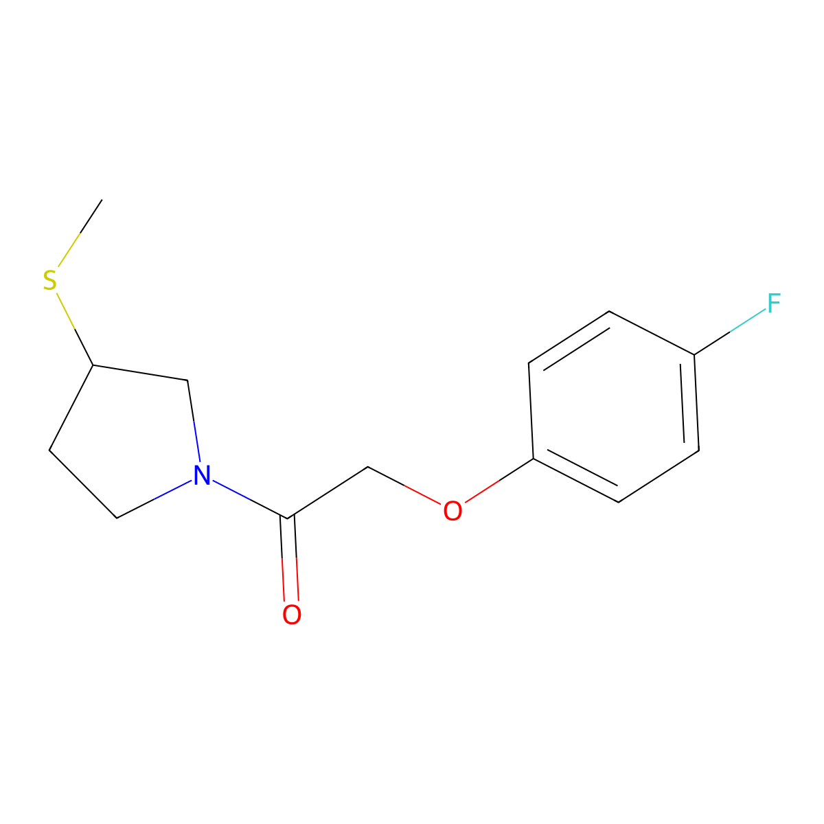 2-(4-Fluorophenoxy)-1-(3-(methylthio)pyrrolidin-1-yl)ethanone molecular structure, CAS 1796959-70-0