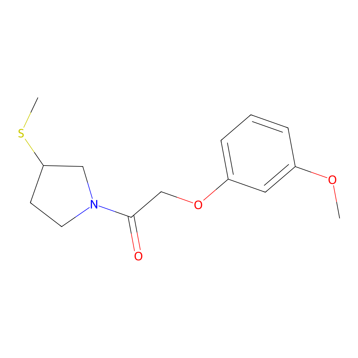 2-(3-Methoxyphenoxy)-1-(3-(methylthio)pyrrolidin-1-yl)ethanone molecular structure, CAS 1796959-78-8
