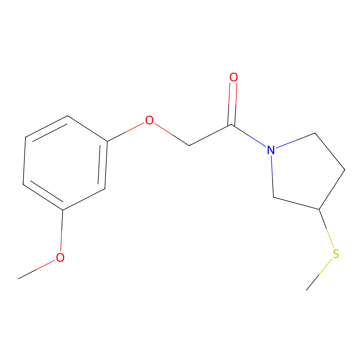 2-(3-Methoxyphenoxy)-1-(3-(methylthio)pyrrolidin-1-yl)ethanone molecular structure, CAS 1796959-78-8