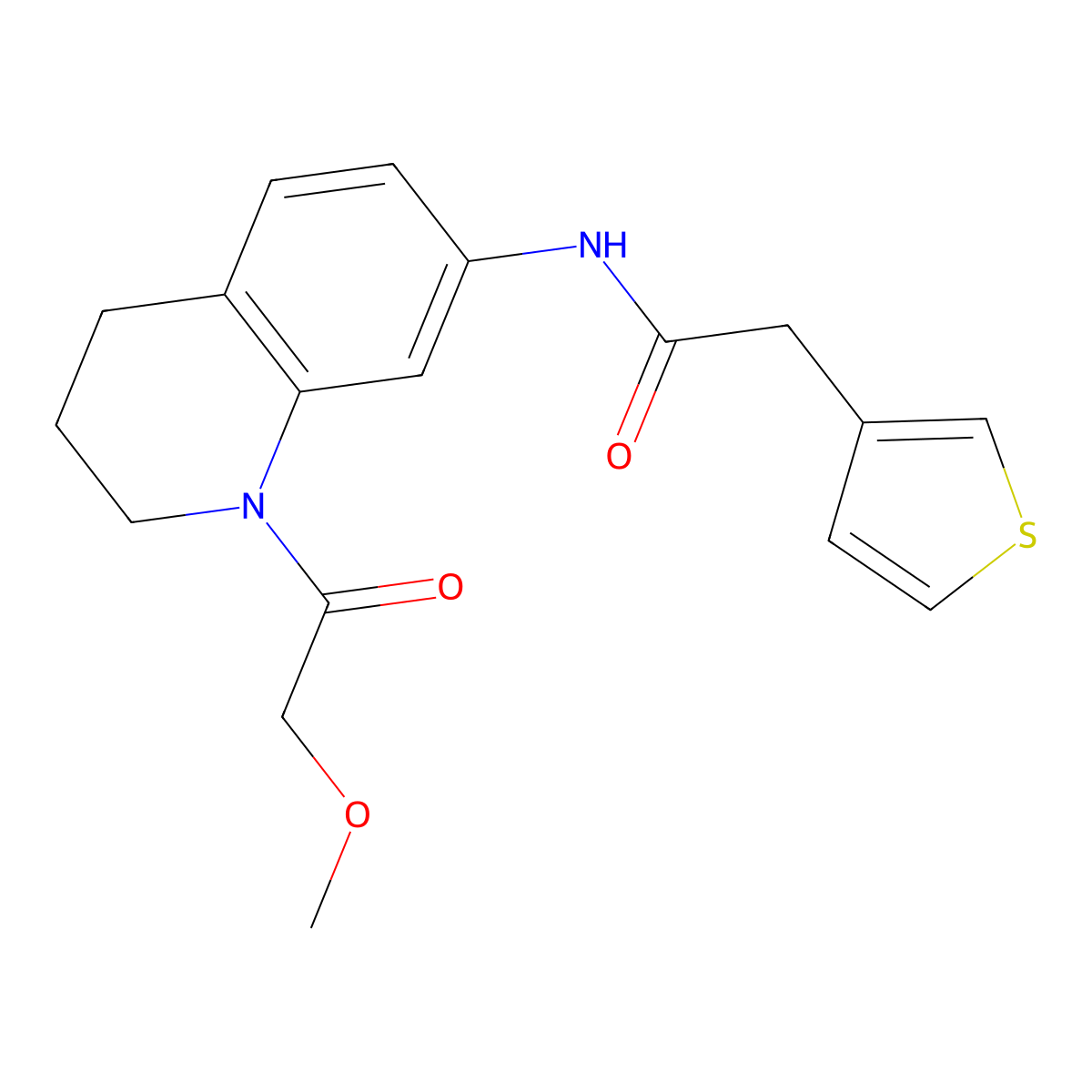 N-(1-(2-methoxyacetyl)-1,2,3,4-tetrahydroquinolin-7-yl)-2-(thiophen-3-yl)acetamide molecular structure, CAS 1796959-86-8