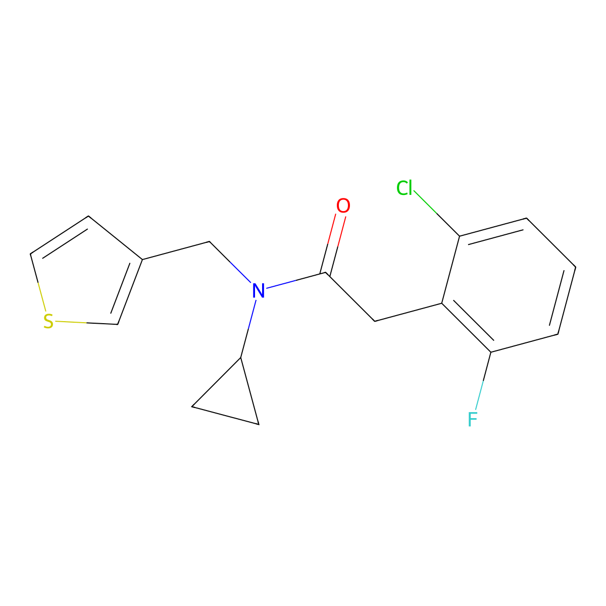 2-(2-chloro-6-fluorophenyl)-N-cyclopropyl-N-(thiophen-3-ylmethyl)acetamide molecular structure, CAS 1796960-69-4