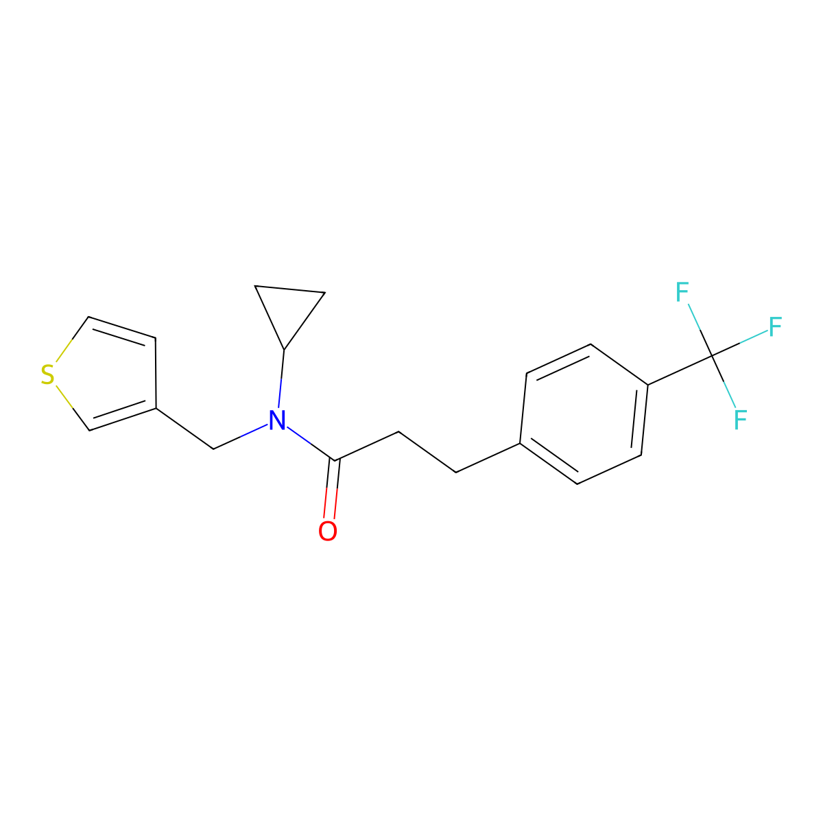 N-cyclopropyl-N-(thiophen-3-ylmethyl)-3-(4-(trifluoromethyl)phenyl)propanamide molecular structure, CAS 1796960-77-4