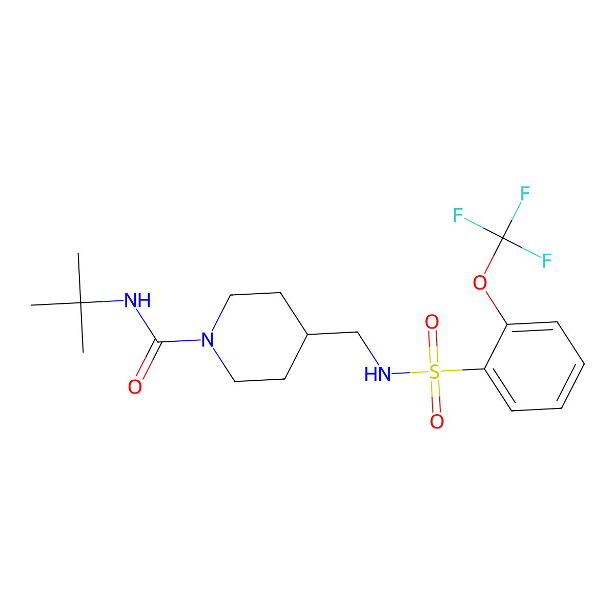 N-Tert-butyl-4-{[2-(trifluoromethoxy)benzenesulfonamido]methyl}piperidine-1-carboxamide molecular structure, CAS 1796961-17-5