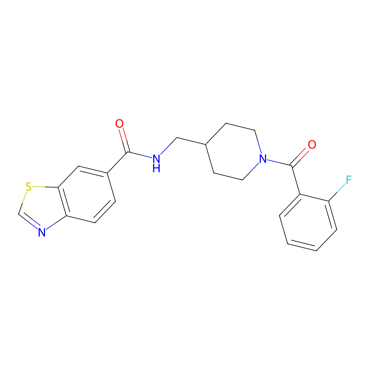 N-((1-(2-fluorobenzoyl)piperidin-4-yl)methyl)benzo[d]thiazole-6-carboxamide molecular structure, CAS 1796961-50-6