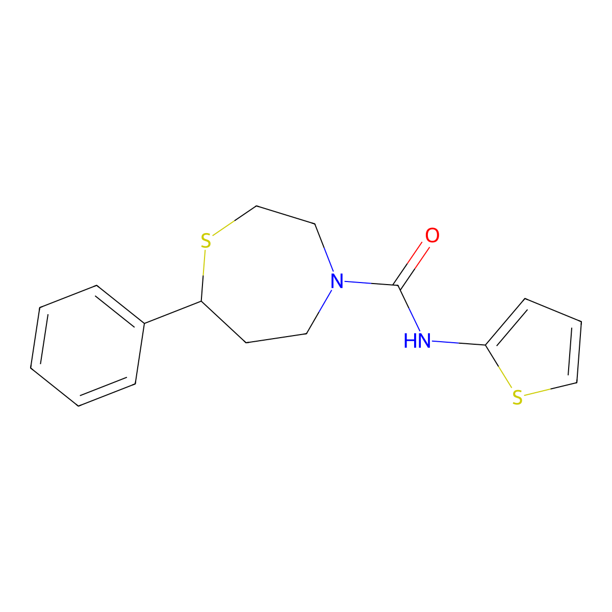 7-phenyl-N-(thiophen-2-yl)-1,4-thiazepane-4-carboxamide molecular structure, CAS 1796961-64-2