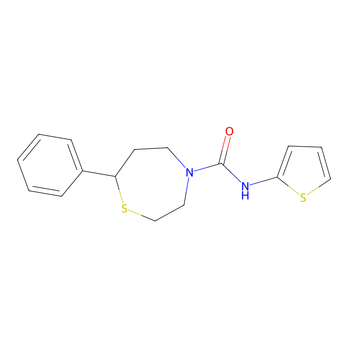 7-phenyl-N-(thiophen-2-yl)-1,4-thiazepane-4-carboxamide molecular structure, CAS 1796961-64-2
