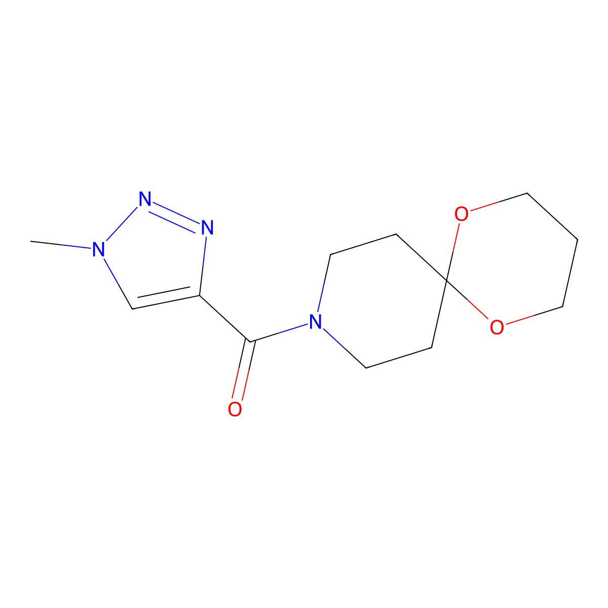 (1-methyl-1H-1,2,3-triazol-4-yl)(1,5-dioxa-9-azaspiro[5.5]undecan-9-yl)methanone molecular structure, CAS 1796961-65-3