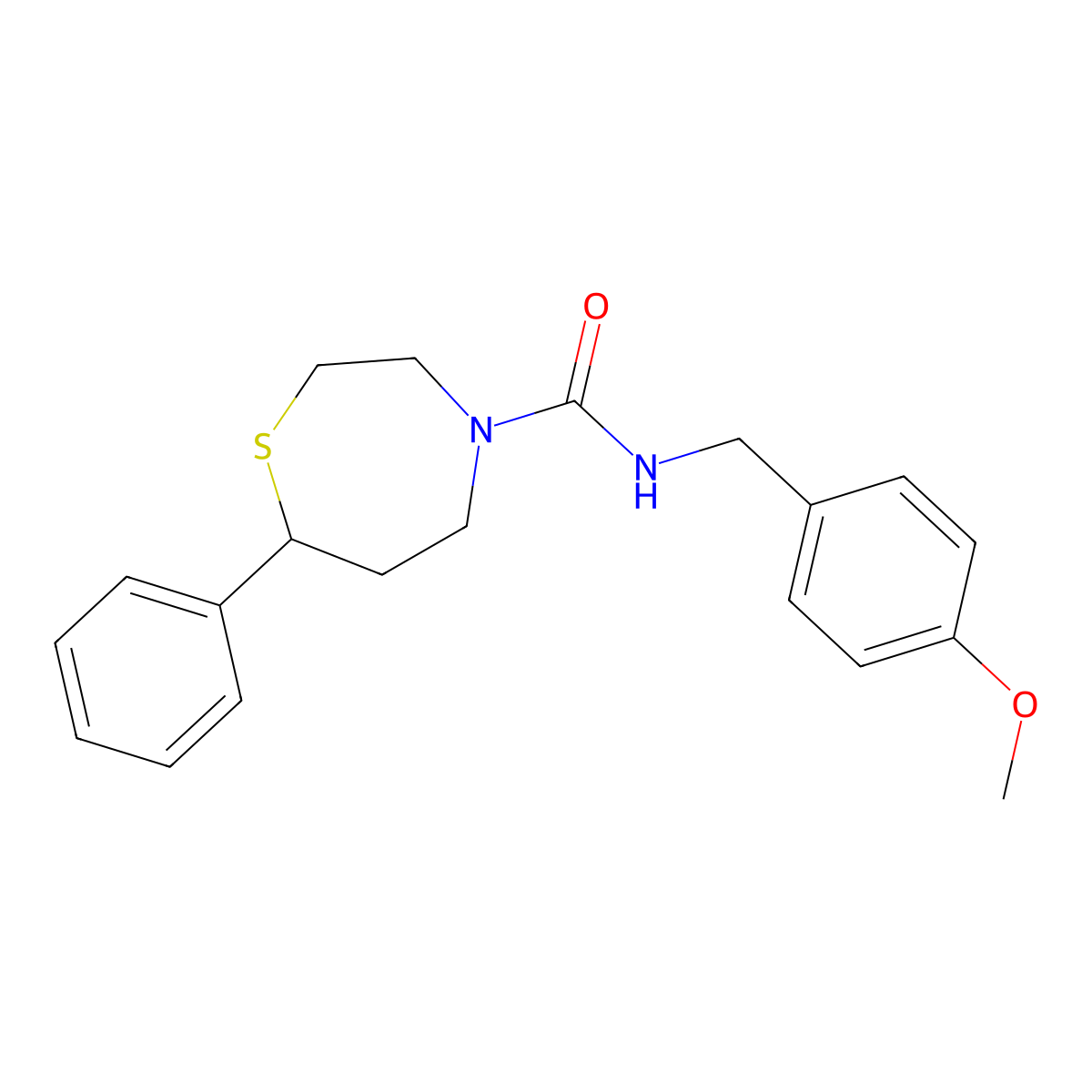 N-(4-methoxybenzyl)-7-phenyl-1,4-thiazepane-4-carboxamide molecular structure, CAS 1796961-73-3