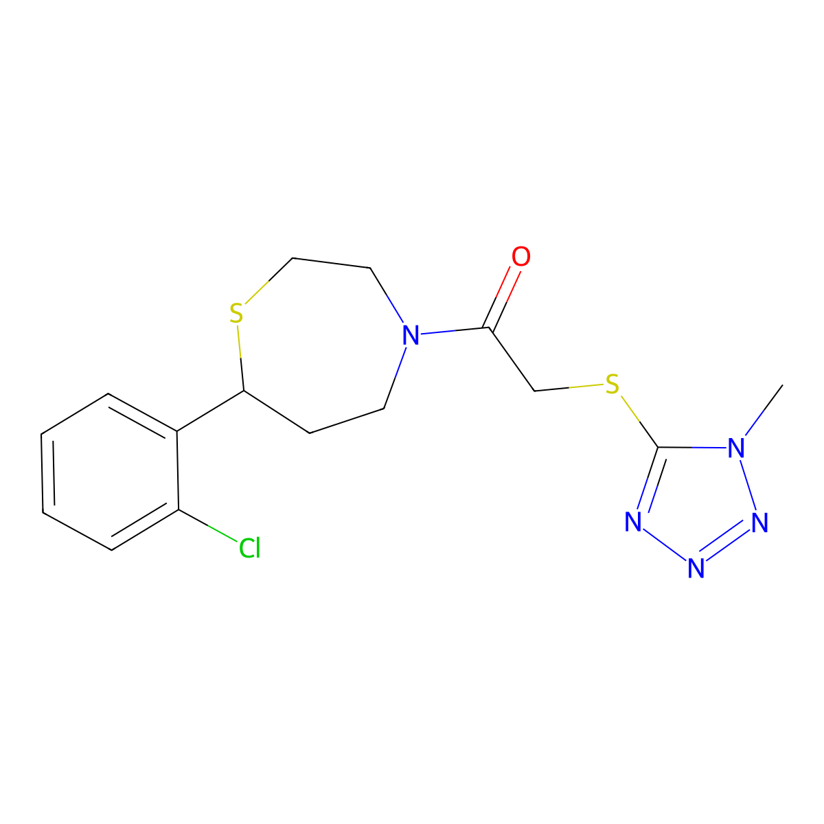 1-(7-(2-chlorophenyl)-1,4-thiazepan-4-yl)-2-((1-methyl-1H-tetrazol-5-yl)thio)ethanone molecular structure, CAS 1796961-91-5