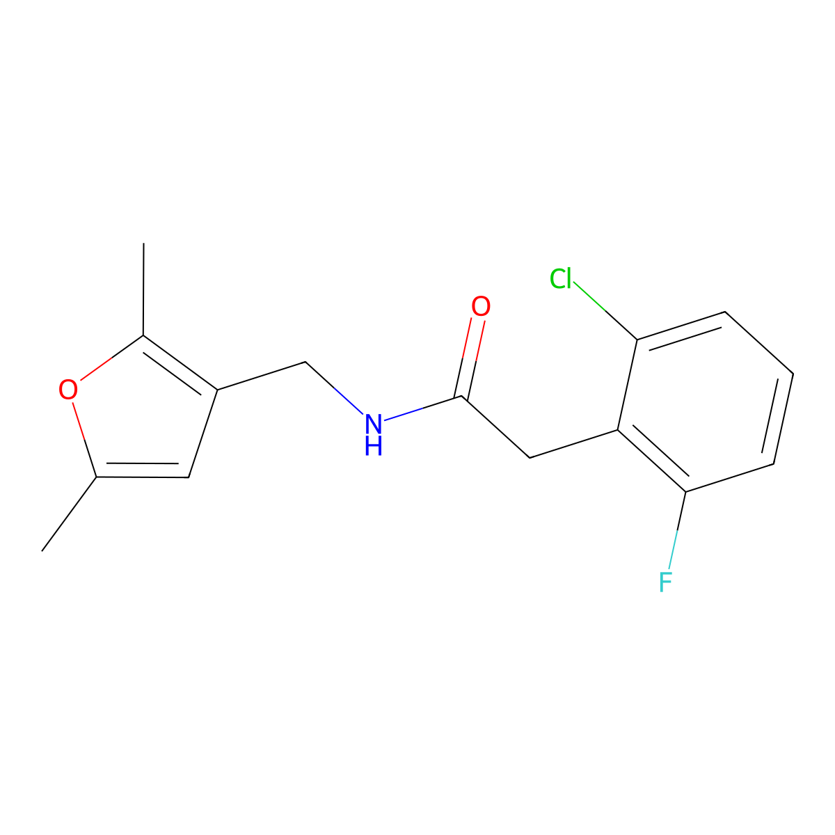 2-(2-Chloro-6-fluorophenyl)-N-[(2,5-dimethylfuran-3-YL)methyl]acetamide molecular structure, CAS 1796962-11-2