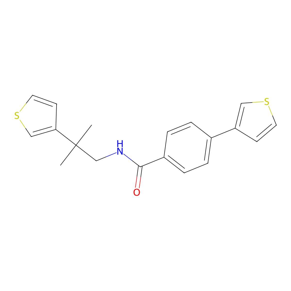 N-[2-Methyl-2-(thiophen-3-YL)propyl]-4-(thiophen-3-YL)benzamide molecular structure, CAS 1796962-26-9