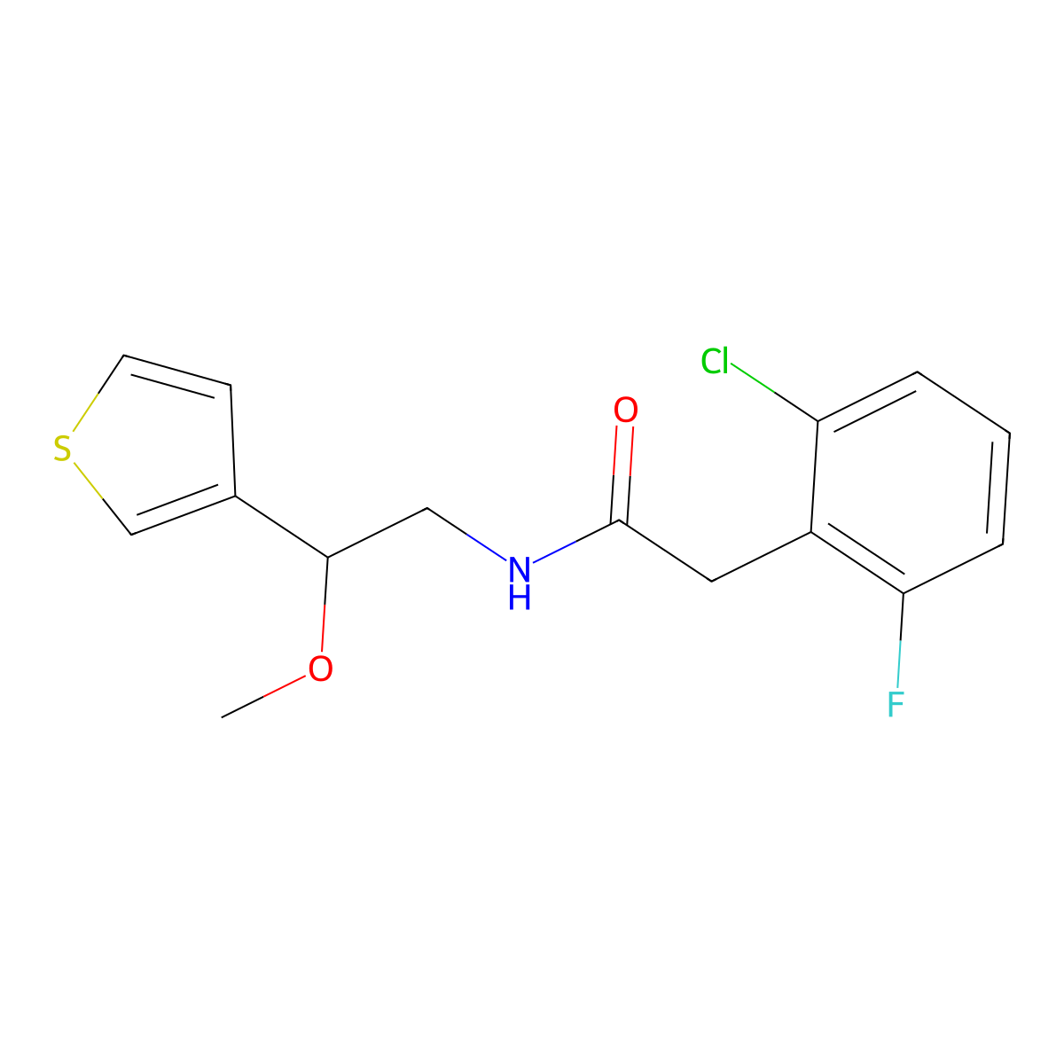 2-(2-chloro-6-fluorophenyl)-N-[2-methoxy-2-(thiophen-3-yl)ethyl]acetamide molecular structure, CAS 1796962-30-5