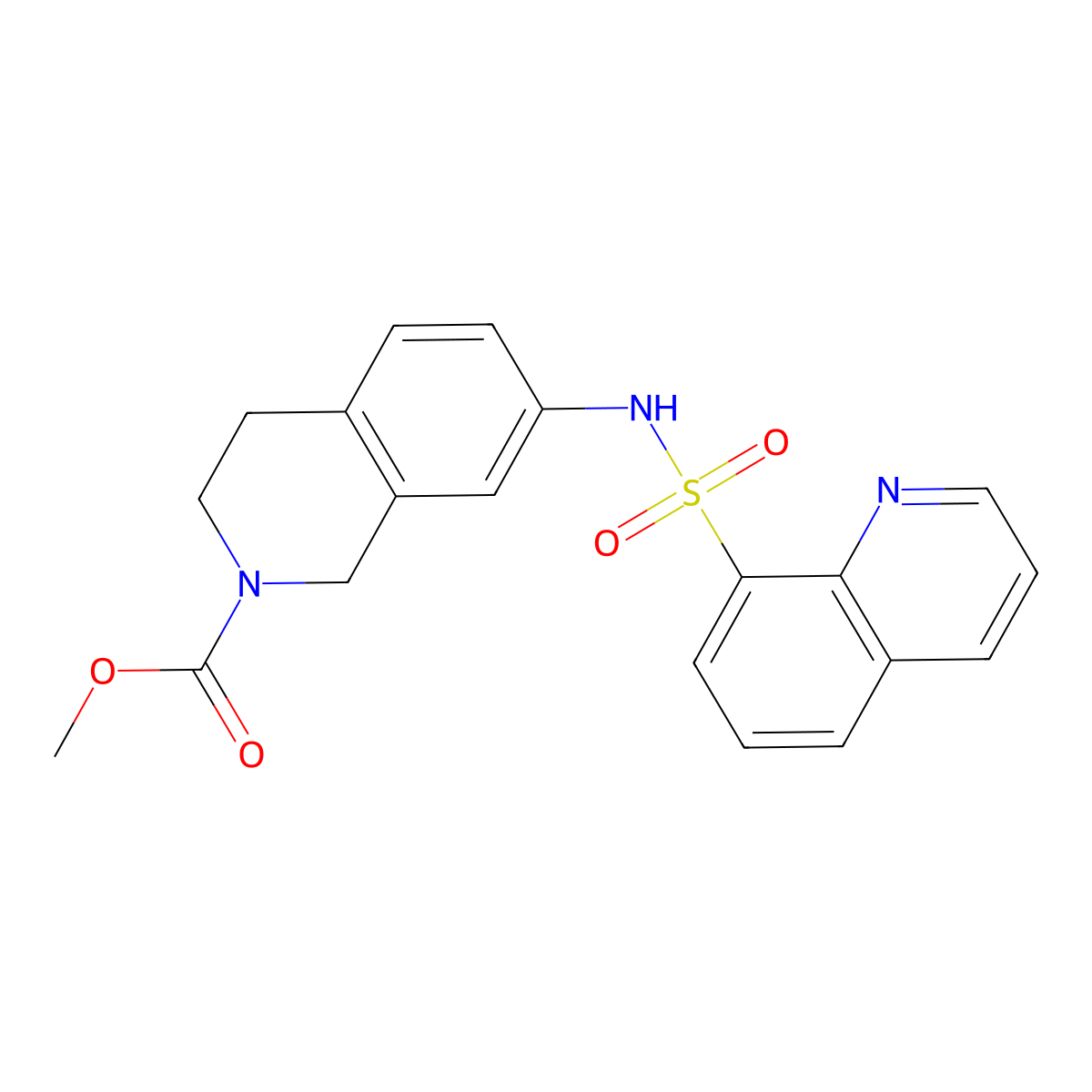 methyl 7-(quinoline-8-sulfonamido)-3,4-dihydroisoquinoline-2(1H)-carboxylate molecular structure, CAS 1796962-42-9