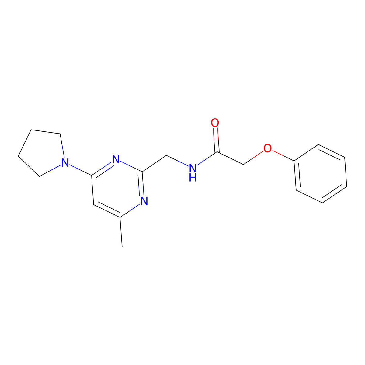 N-{[4-Methyl-6-(pyrrolidin-1-YL)pyrimidin-2-YL]methyl}-2-phenoxyacetamide molecular structure, CAS 1796962-96-3