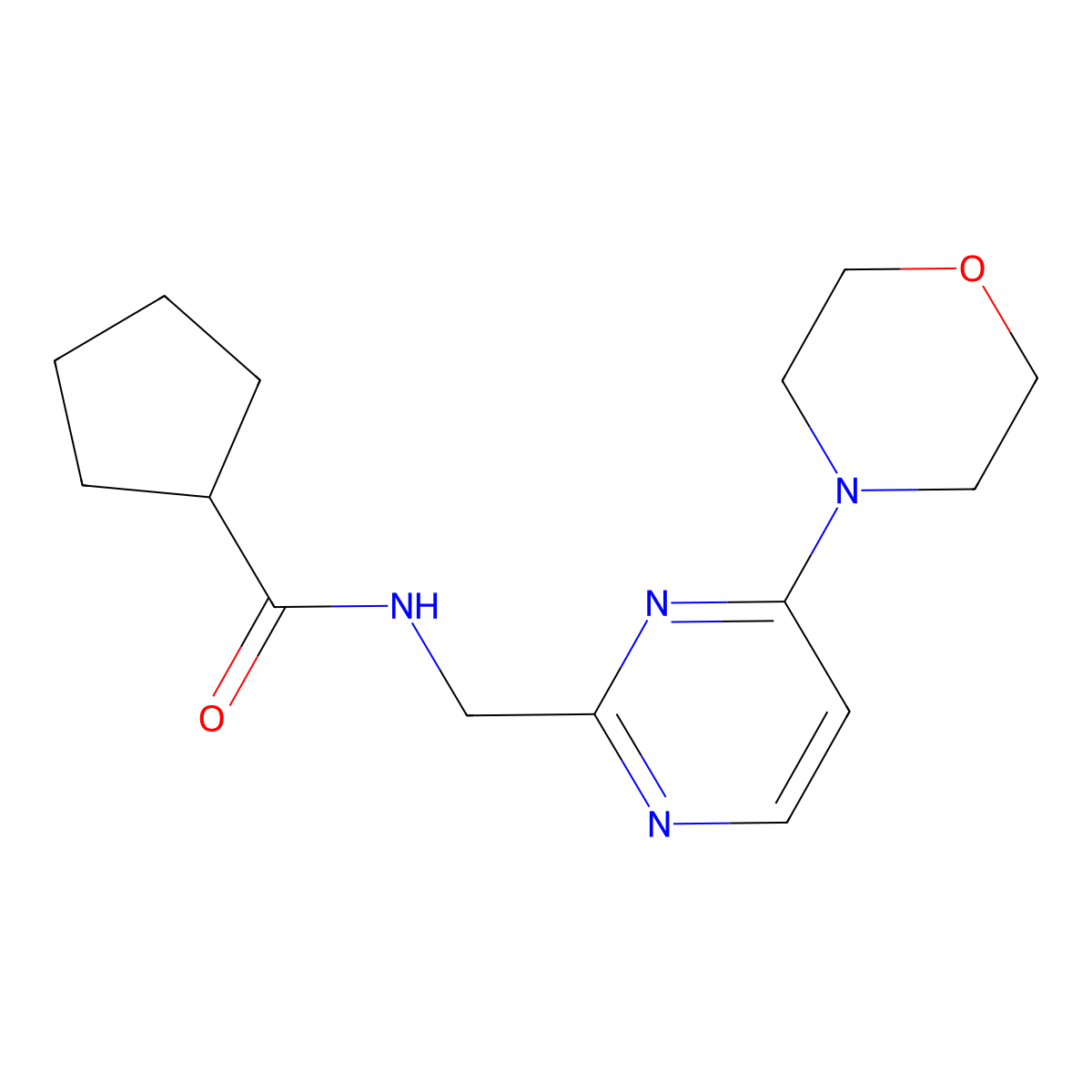 N-((4-morpholinopyrimidin-2-yl)methyl)cyclopentanecarboxamide molecular structure, CAS 1796963-31-9