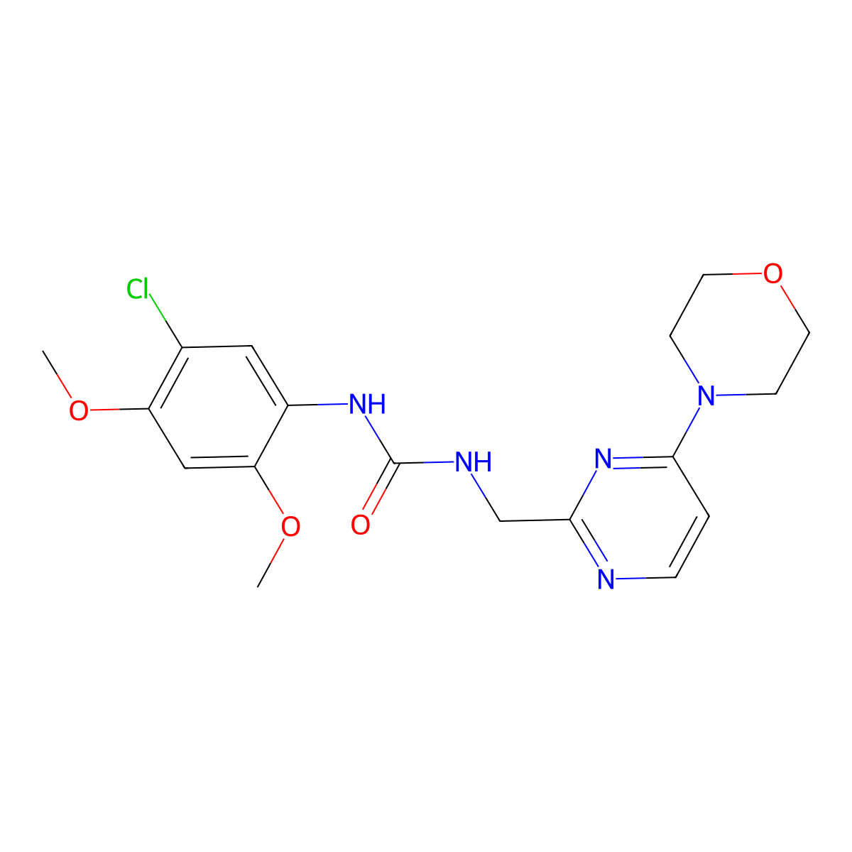 1-(5-Chloro-2,4-dimethoxyphenyl)-3-((4-morpholinopyrimidin-2-yl)methyl)urea molecular structure, CAS 1796963-45-5