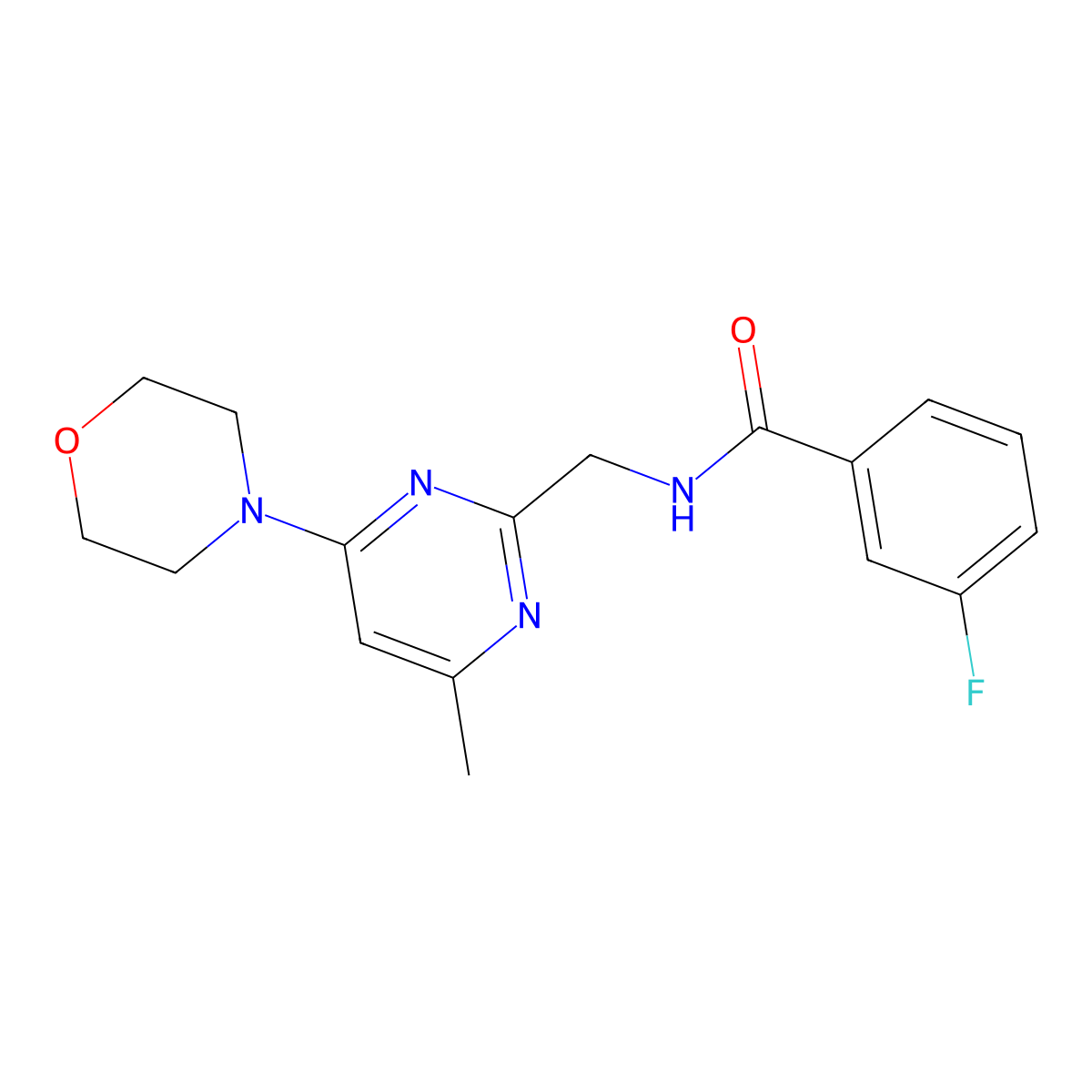 3-fluoro-N-((4-methyl-6-morpholinopyrimidin-2-yl)methyl)benzamide molecular structure, CAS 1796963-62-6