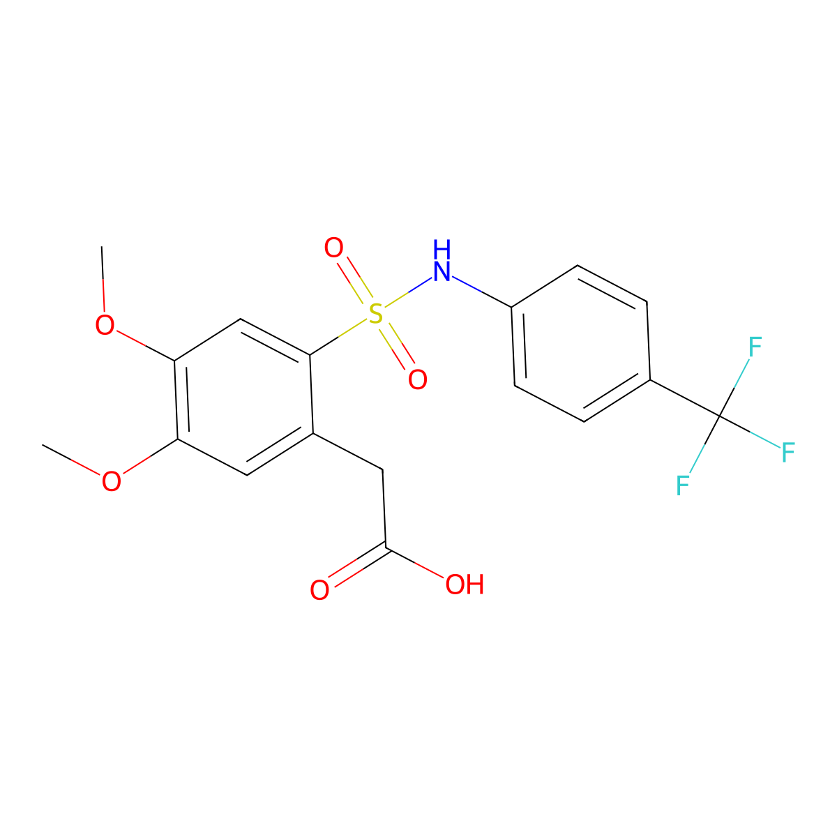 2-(4,5-Dimethoxy-2-(((4-(trifluoromethyl)phenyl)amino)sulfonyl)phenyl)acetic acid molecular structure, CAS 1796964-04-9