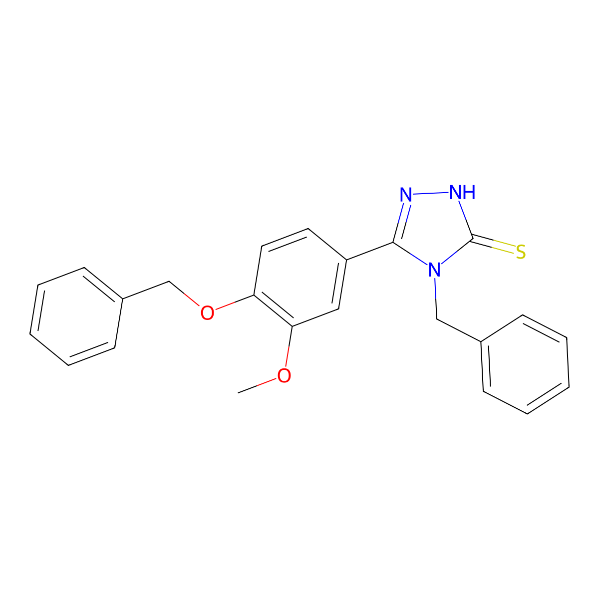 4-Benzyl-3-(3-methoxy-4-phenylmethoxyphenyl)-1H-1,2,4-triazole-5-thione molecular structure, CAS 1796964-18-5