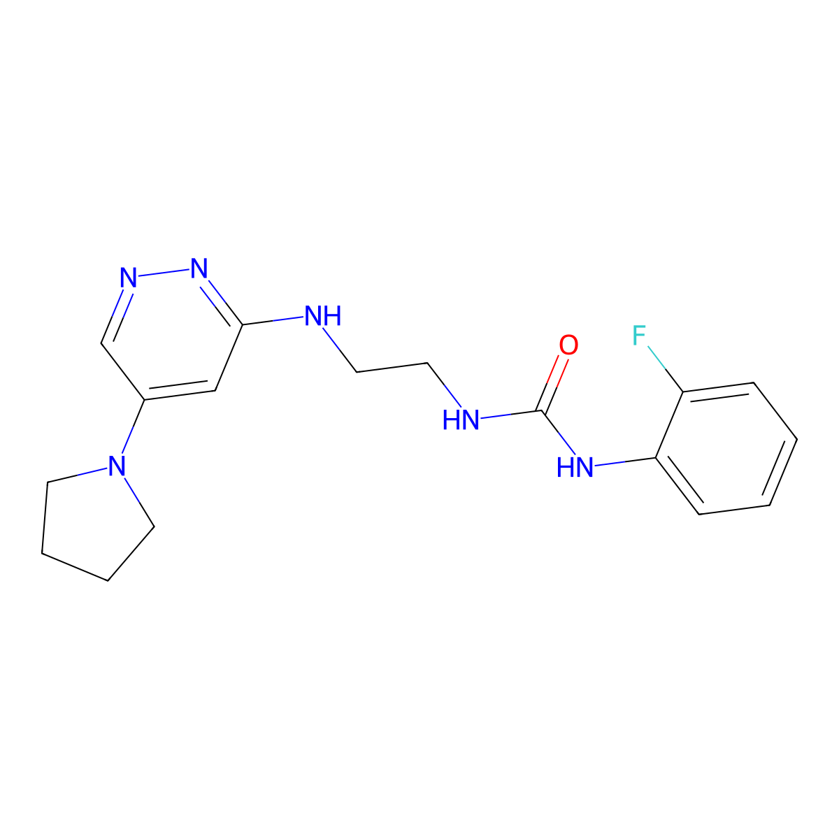 1-(2-Fluorophenyl)-3-(2-((5-(pyrrolidin-1-yl)pyridazin-3-yl)amino)ethyl)urea molecular structure, CAS 1796964-28-7