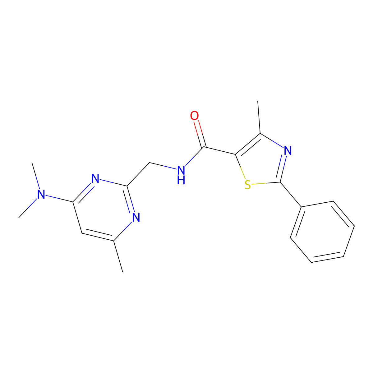 N-((4-(dimethylamino)-6-methylpyrimidin-2-yl)methyl)-4-methyl-2-phenylthiazole-5-carboxamide molecular structure, CAS 1796964-44-7