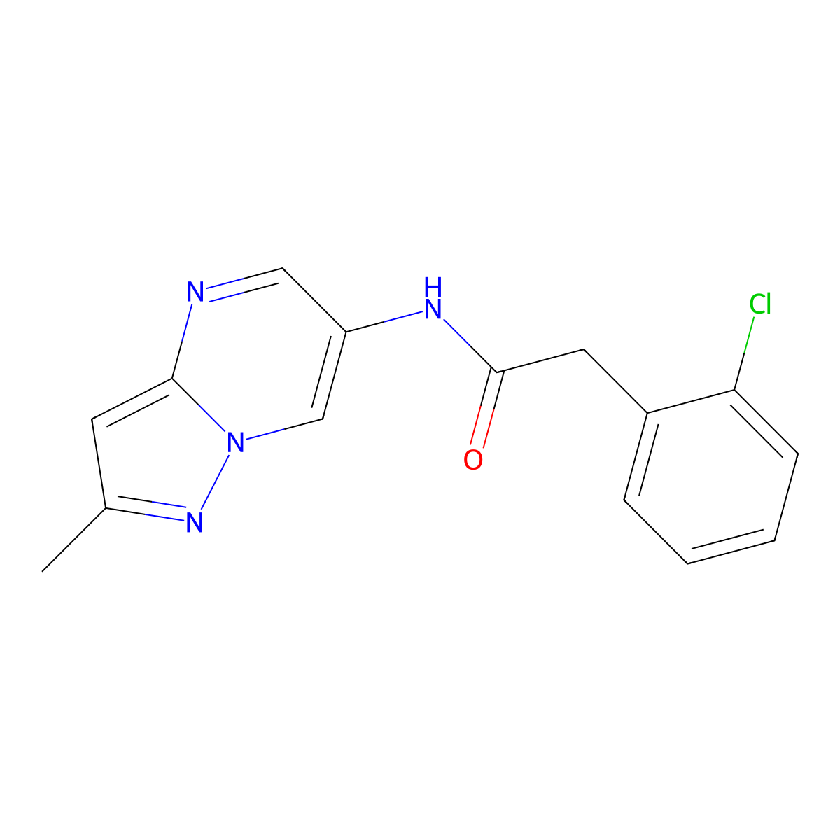2-(2-chlorophenyl)-N-{2-methylpyrazolo[1,5-a]pyrimidin-6-yl}acetamide molecular structure, CAS 1796964-48-1